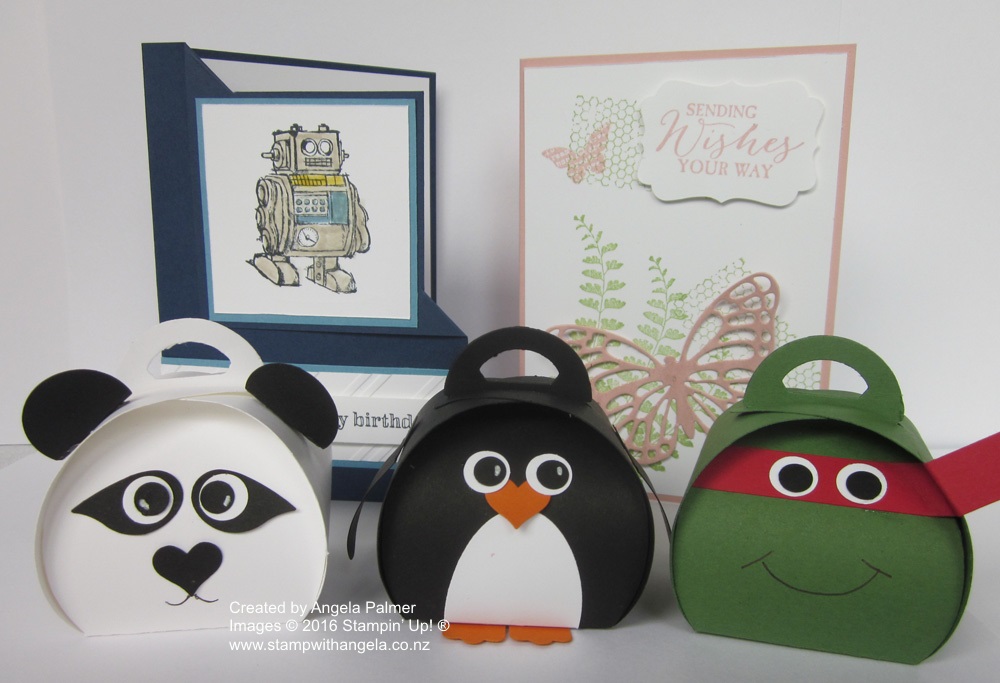 April School Holidays Card Class, curvy keepsake box, panda, penguin, ninga turtle, boy card, butterfly