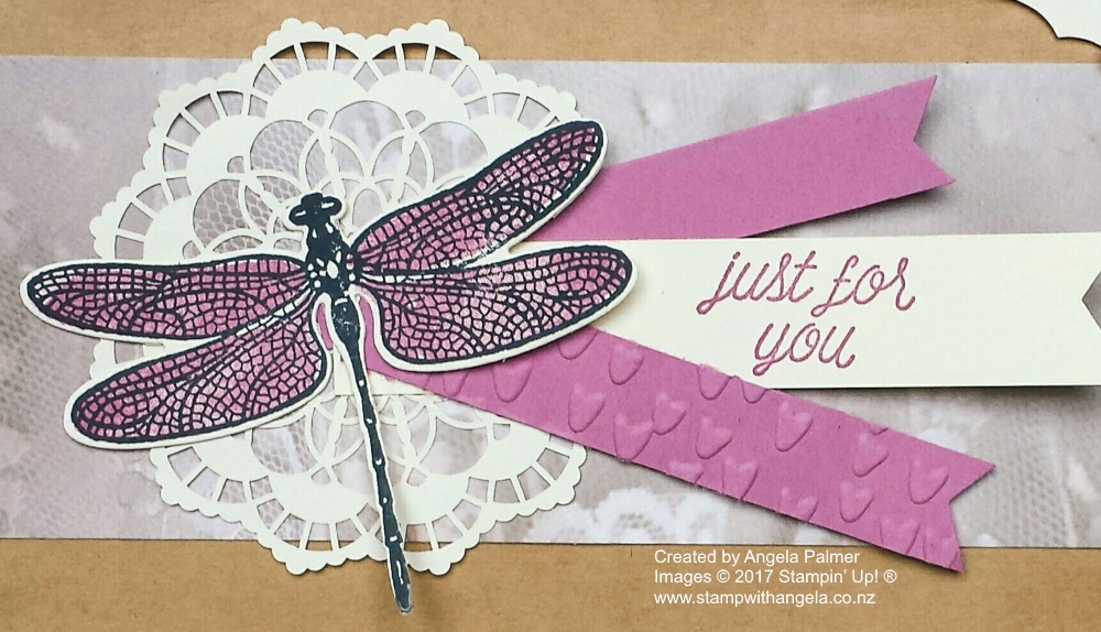 March Extravaganza Altered Gift Bag with Dragonfly - close up
