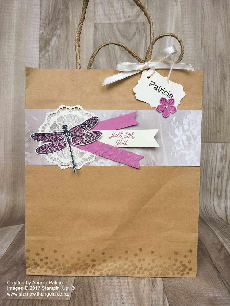 March Extravaganza Altered Gift Bag with Dragonfly 