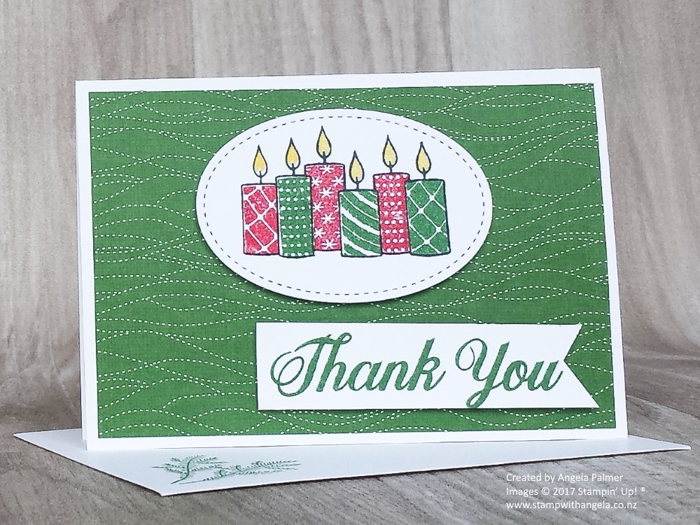 Merry Patterns Thank You Note Card in Garden Green