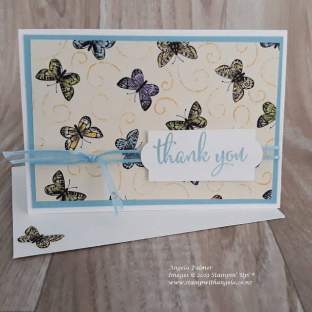 butterfly thank you cards, smaller, in Balmy Blue