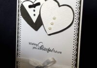 black and white hearts wedding card