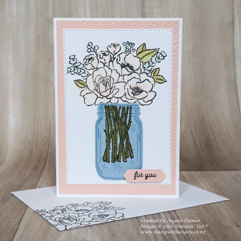 Jars of Flowers Pink and Blue Card
