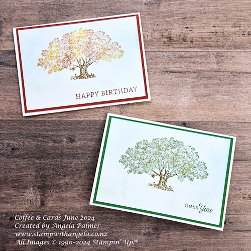 multiple ink colours on a stamp with Loveliest Tree