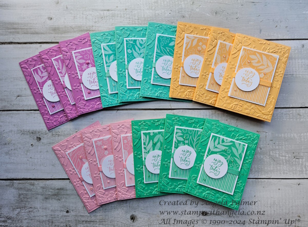 2024-2026 In Color cards, layered florals, monochromatic cards. 