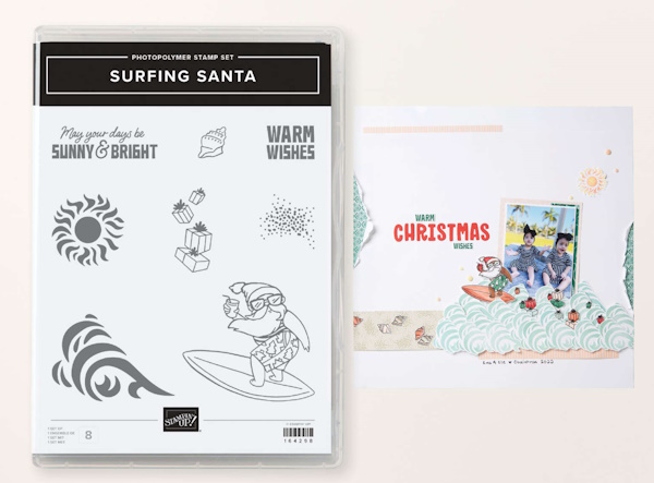 Surfing Santa stamp set